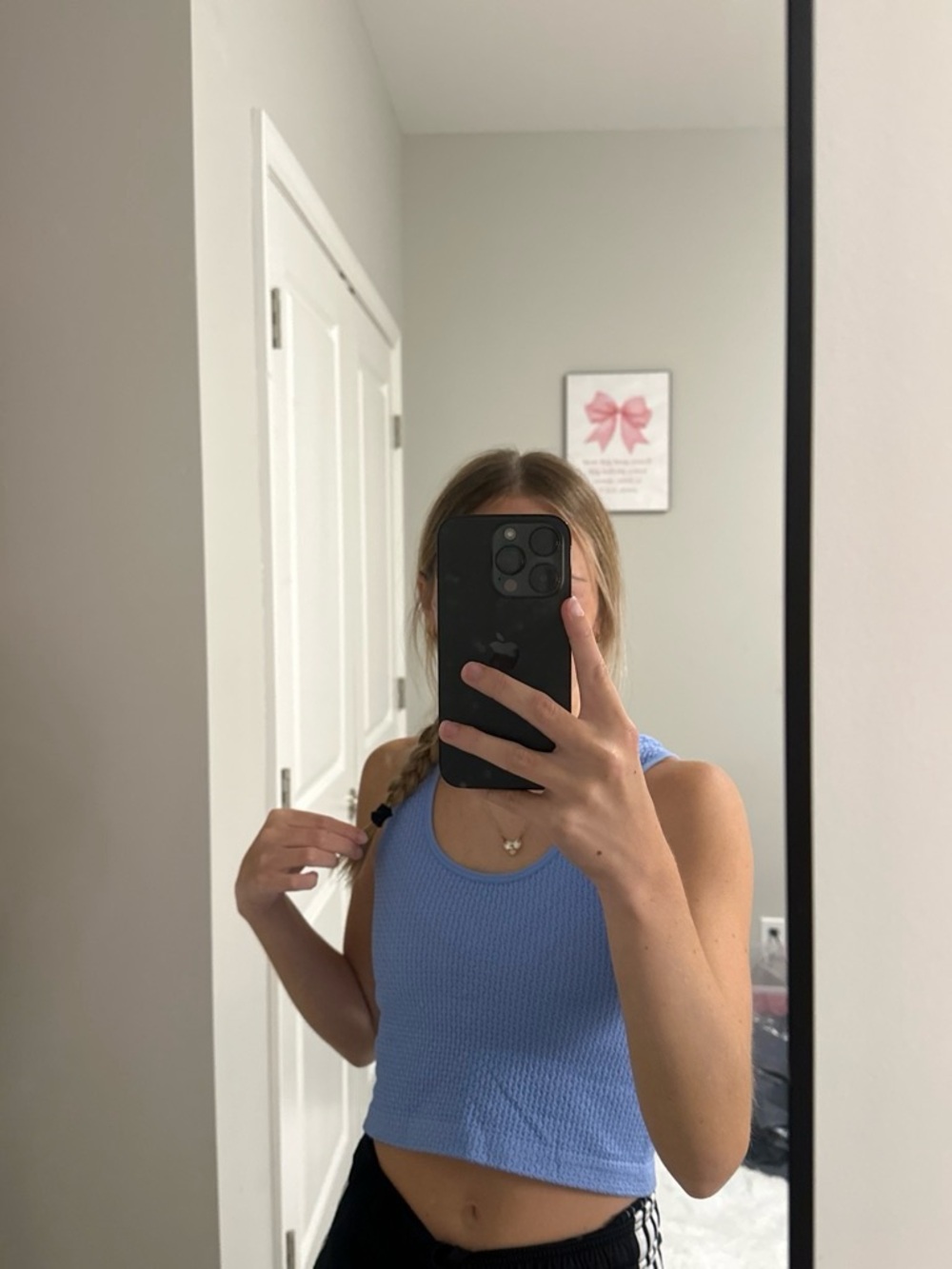 Women’s Light Blue Ribbed Tank — Casual Scoop Crop Top